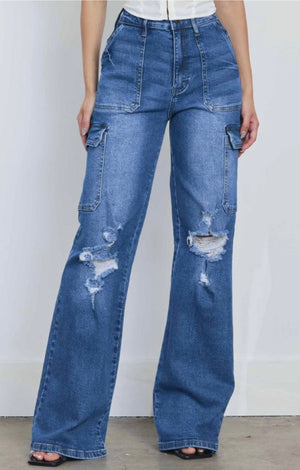 VIBRANT DENIM CARGO JEAN