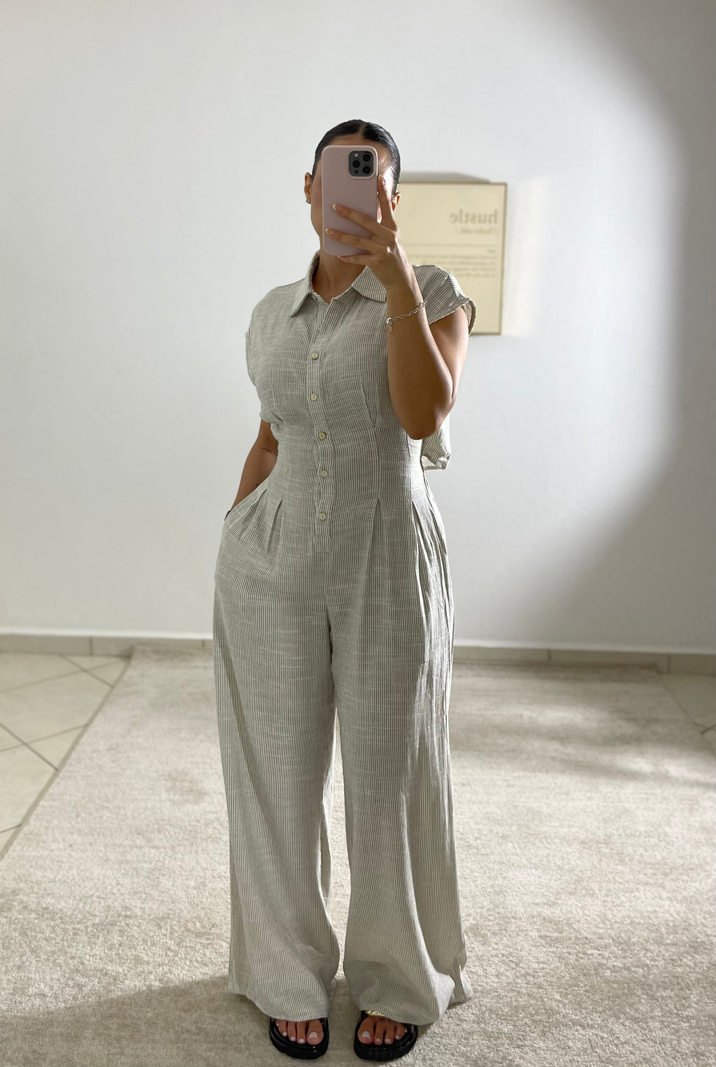 STRIPED LINEN JUMPSUIT