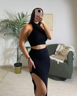 HALTER TOP & MIDI SKIRT SET