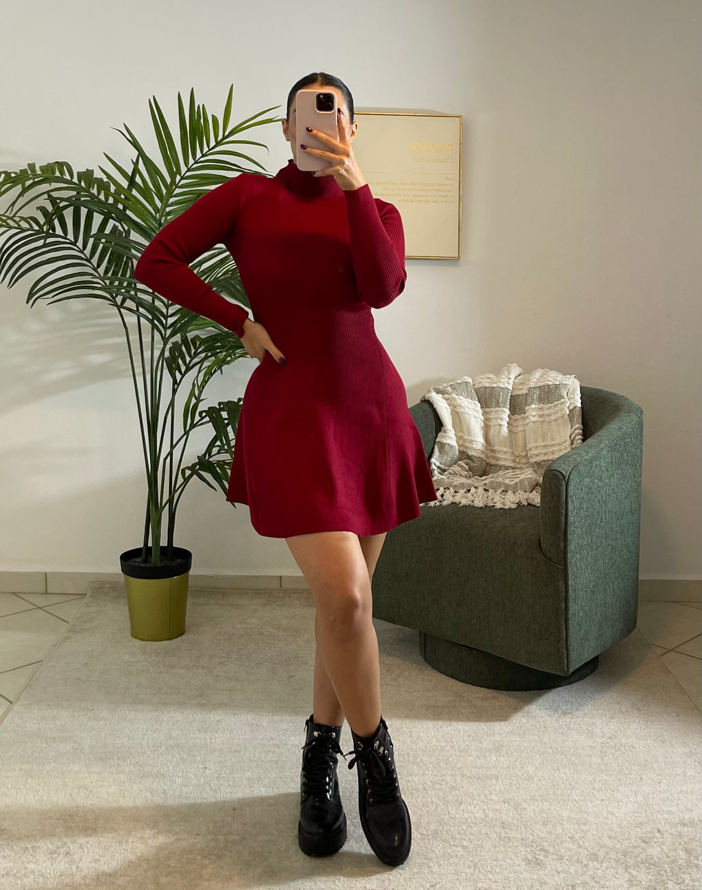 LONG SLEEVE MINI SWEATER DRESS