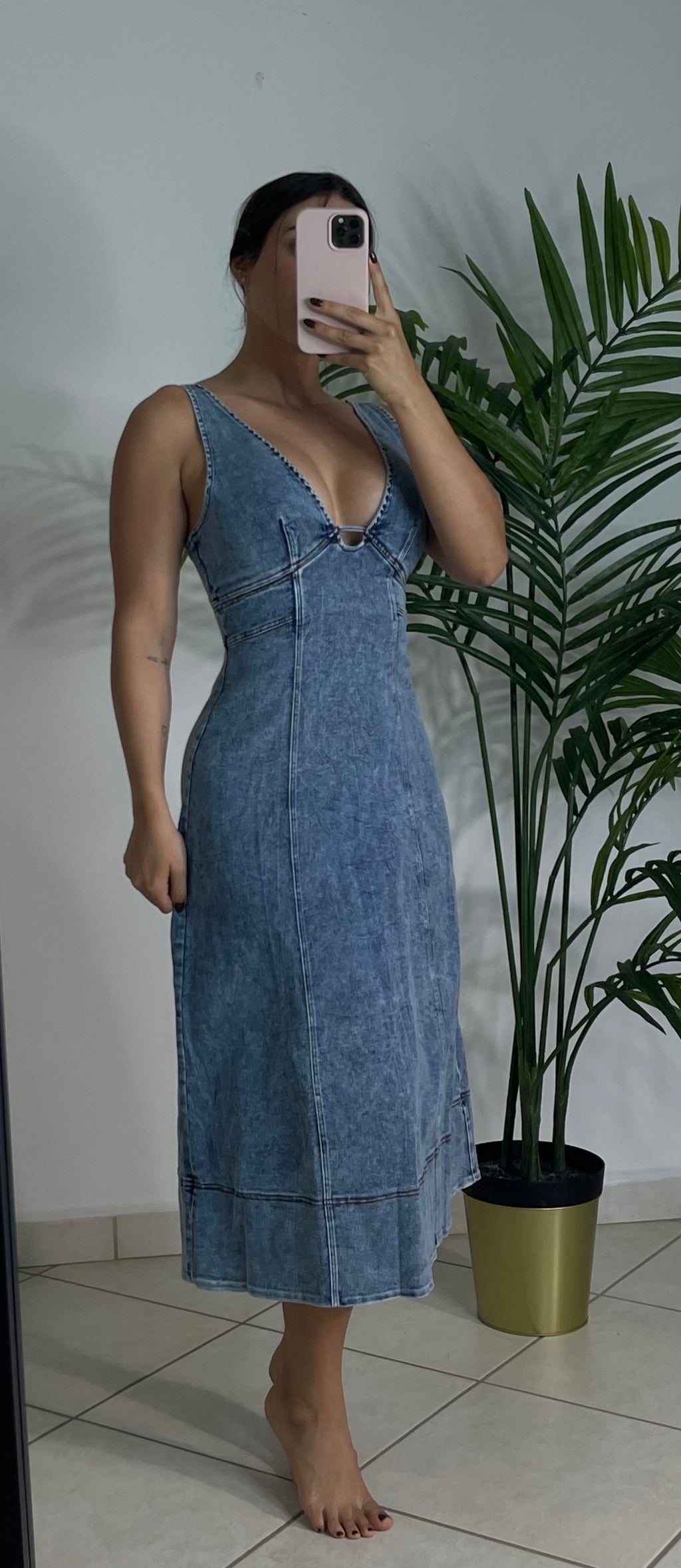 DENIM MIDI DRESS